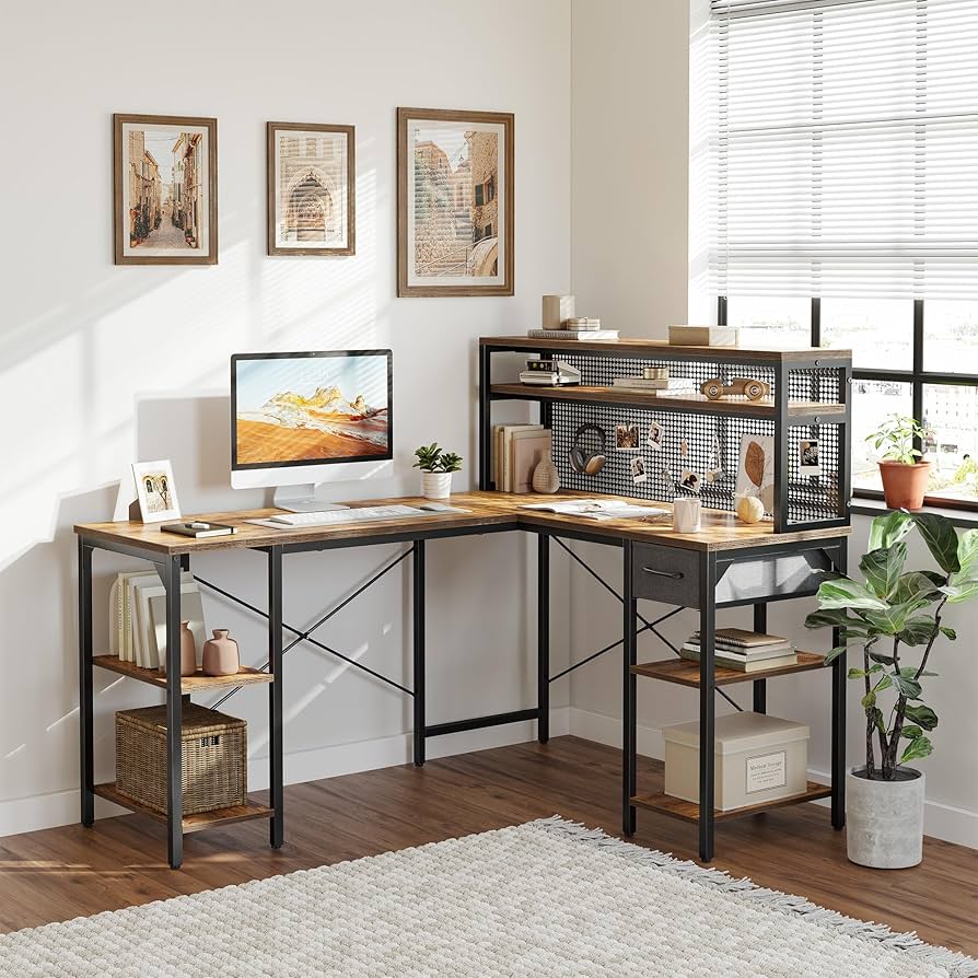 Amazon.co.jp: CubiCubi L字デスク 幅150cm 奥行き121cm